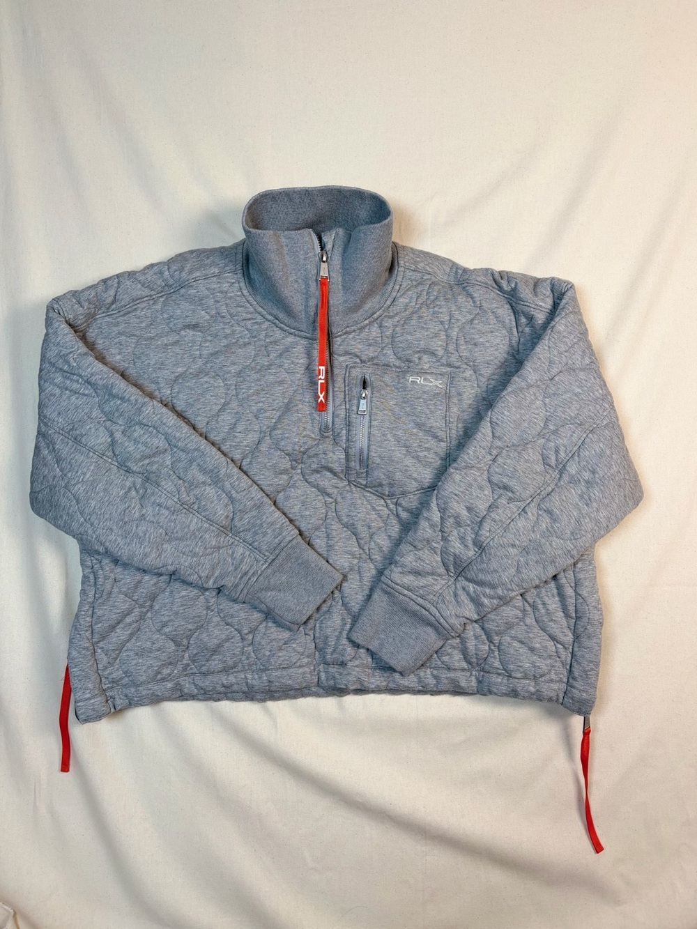 Ralph Lauren Quilted Half-Zip Pullover - Light Gray RLX size XS